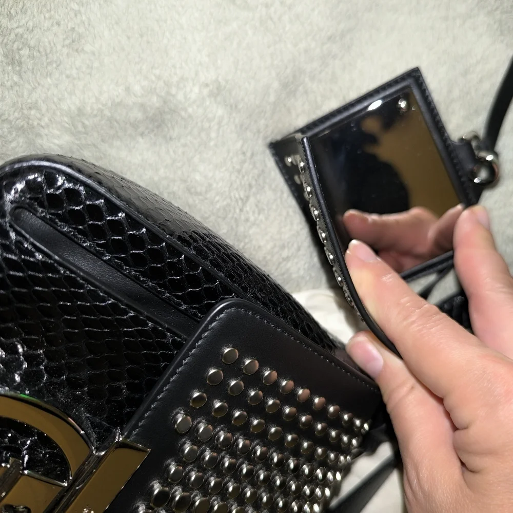 Salvatore Ferragamo Studded Exotics Python Shoulder Grancini Flap Mini Bag